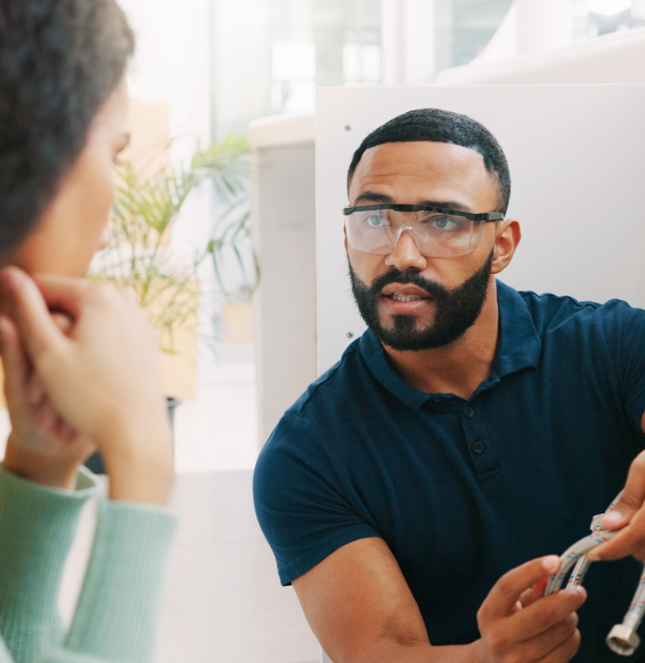 person with safety glasses